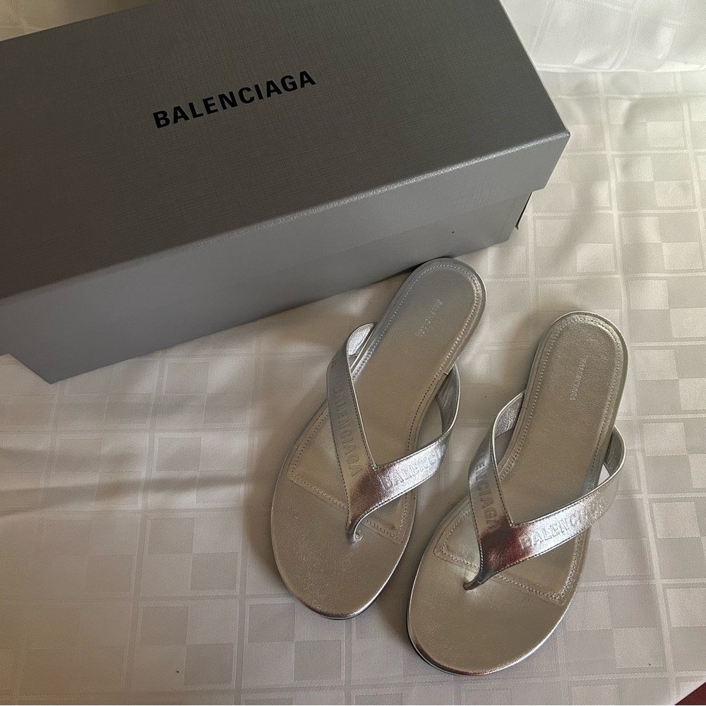 Balenciaga Sandal Flip Flop Silver Metallic